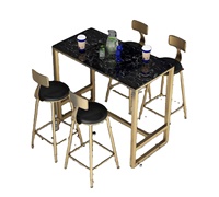 Ensemble de table haute et de chaises de bar modernes multicolores en option pour la restauration, les cafés, utilisation en salle à manger, construction en métal