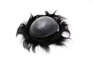 Rambut Palsu Pria Berkualitas Tinggi Ultra Tipis 0.03mm V-Loop Indian Remy <span class=keywords><strong>Hair</strong></span> Lurus Jahitan Tangan Premium Toupee 100% Density Full PU Base - Product Image 6