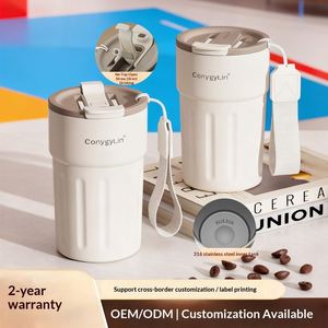 High-quality 304 Stainless Steel <b>Thermos</b> Double-layer Anti-scalding Water <b>Cup</b> Lid Double Port Design Modern Minimalist Design - Product Image 5