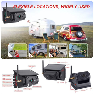 Cámara de Tablero con Energía <span class=keywords><strong>Solar</strong></span> y WIFI con Base Magnética, Cámara de Visión Trasera Inalámbrica para Remolque de Autocaravana con Batería Recargable <span class=keywords><strong>Solar</strong></span> - Product Image 5