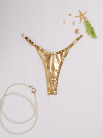 String et tanga de bain sexy en PU brillant pour jeune fille, style bikini unique