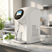 Ioniseur d'eau hydrogénée avec distributeur d'eau chaude et tiède chauffée, 5 plaques, 3 filtres, 7 types d'eau, lavage automatique, commande vocale pour bureau et hôtel