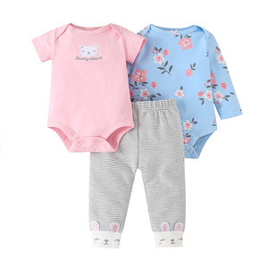 Ensemble de vêtements pour bébé à motif mignon Vente en gros Vêtements décontractés pour nouveau-né 3 pièces Barboteuse pour bébé - Product Image 3