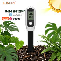 Testeur de sol KONLEN Zigbee 3-en-1 avec détection sans fil de l'humidité, de la température et de la luminosité du sol, surveillance à distance via application pour plantes en pot