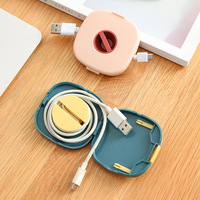 Caja de Almacenamiento para Cables de Datos, Dispositivo Enrollador de Cables de Carga para Teléfono, Versátil con Soporte para Teléfono, Portátil, Caja Organizadora para Auriculares