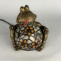 Lampe de table décorative en verre teinté peinte à la main, style Tiffany, motif animal, cadeau, lampe de chevet LED