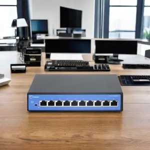 T-Shield 8-Port Poe Switch Unmanaged Network Ethernet Poe Switch 48V Voor Hikvision Ip Camera 250M 4 8 9 10 16 24 32 Poort