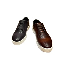 Mocassins décontractés pour hommes en cuir de vachette pleine fleur, décorés de surpiqûres, à enfiler, avec semelle extérieure en caoutchouc durable et rehaussante, style européen