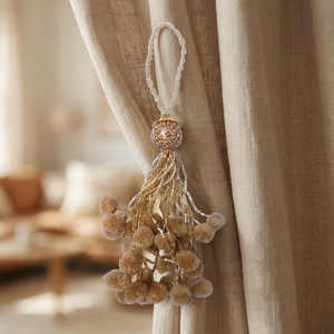 Unique Luxury Golden Crystal Tassel Beads Beautiful Elegant Handmade Decorative Ornament Pom Pom Curtains Wall Hanging Doors - Product Image 3