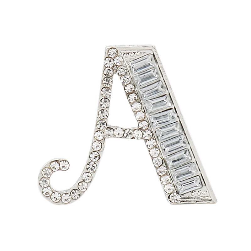 12 Silver Rhinestone Letter BROOCHES ?. WHOLESALE… Shop Our Hot Brooch Collection - Wholesale Silver Rhinestone main image 2