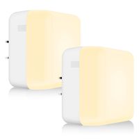 Veilleuse LED à capteur avec prise américaine, lumière blanche chaude 2700K, contrôle automatique de la lumière, lampe à brancher certifiée ETL pour chambre à coucher et couloir