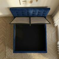 Tête de lit capitonnée moderne en tissu pour lit King Size, cadre en bois de pin, sommier avec rangement, mousse durable, gain de place, 3-5 places