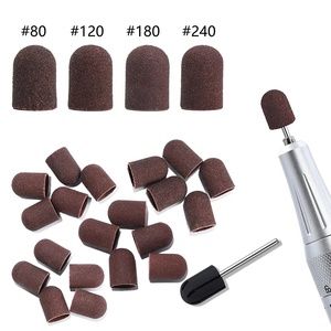 Sanding Bands Block Caps Purple Grit #80/120/180 Sanding Caps Electric <b>Nail</b> Drill Bit for Manicure Pedicure Milling Accessory - Product Image 2