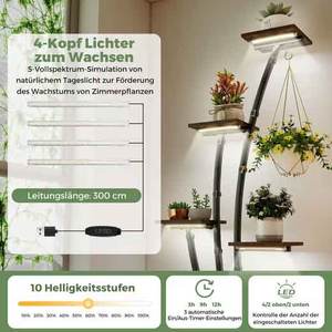 Étagère à vaisselle de cuisine avec lumières de croissance, double niveau, <span class=keywords><strong>en</strong></span> métal, 156 cm, rangement pour pots et présentoir écologique pour la maison - Product Image 3