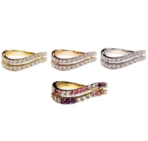 Hong Kong Drop Shipping bonne qualité 18k solide or blanc véritable diamant torsadé forme éternité mariage or bagues pour femmes - Product Image 4