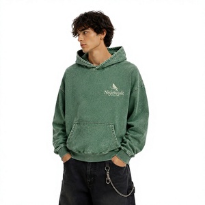 Sweat à capuche en molleton de coton surdimensionné, teint et lavé, effet vintage délavé, épaules tombantes, sur mesure - Product Image 1