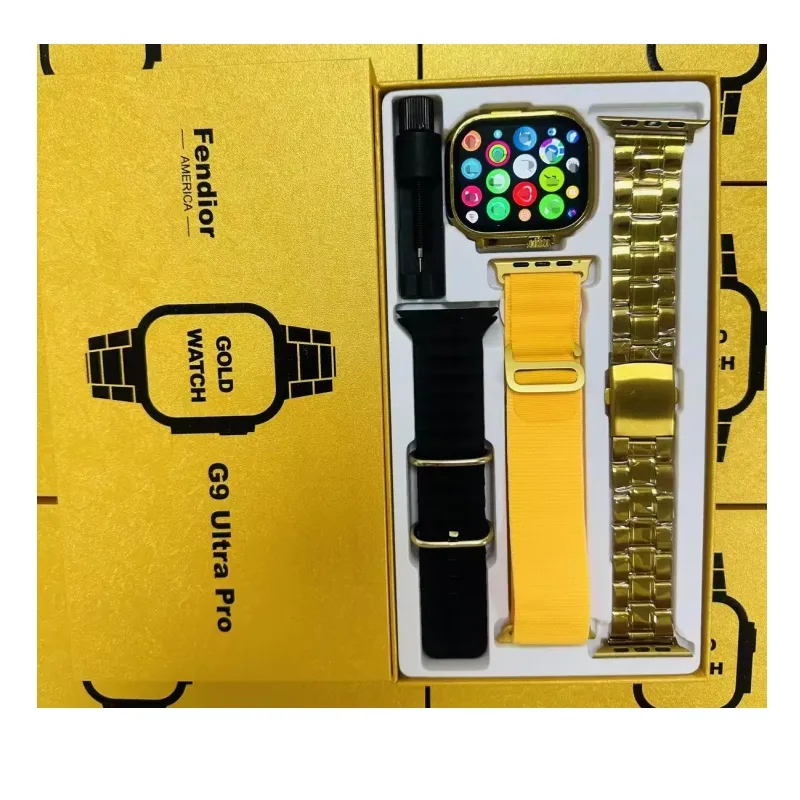 2023 Series 8 G9 ultra pro 24K Gold Metal Strap Password lock Screen Reloj 49MM Business Men Bracelet G9 Ultra Pro Smartwatch
