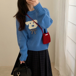 เสื้อสเวตเตอร์ไหมพรมอะคริลิคถักลายการ์ตูนสไตล์เกาหลี คอผูกโบว์ สำหรับผู้หญิง แขนยาว หนา ไม่เป็นขุย ทนความร้อนสูง - Product Image 3