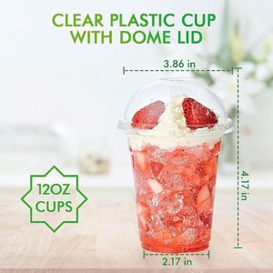 Vasos desechables transparentes de PET de 12 oz, resistentes, sin BPA, con tapas de cúpula y pajitas para café helado, batidos y bubble boba - Product Image 3