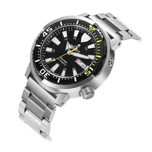 Men's Automatic Mechanical Stainless Steel Strap 20atm Waterproof Watch High Quality Men Wristwatch