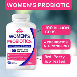 Cápsulas Probióticas de Marca Privada para la Salud Vaginal e Intestinal, Complejo de Enzimas de Arándano, Extractos Herbales, 300 Cápsulas para Mujeres, Certificado GMP, Inmunidad - Product Image 2