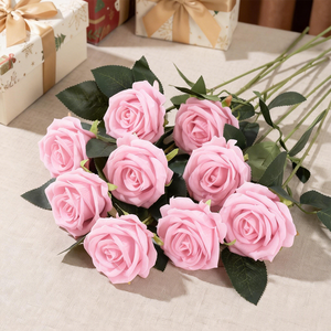 <span class=keywords><strong>Rosas</strong></span> Artificiales de Seda Color Rosa al por Mayor para Decoración de Bodas, San Valentín <span class=keywords><strong>y</strong></span> Fiestas, Decoraciones de Plantas Artificiales - Product Image 1