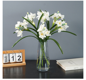Nuovo design 3 teste di stoffa narciso fiore decorazioni per la casa narciso artificiale - Product Image 6