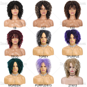 Peluca sintética suave <span class=keywords><strong>afro</strong></span> rizada <span class=keywords><strong>para</strong></span> <span class=keywords><strong>hombres</strong></span> y mujeres, peluca negra sin pegamento resistente al calor, peluca corta con rastas, encaje transparente transpirable - Product Image 5