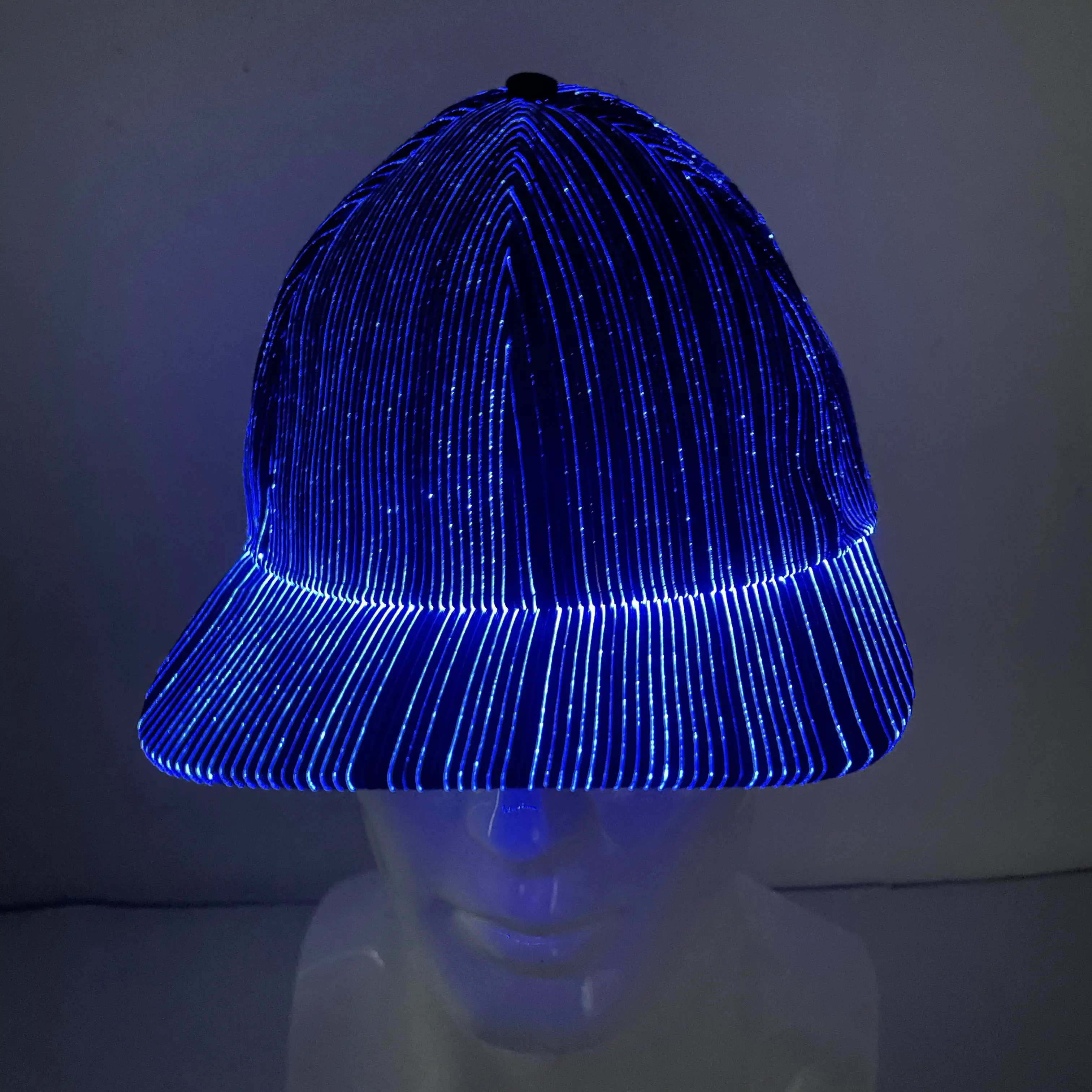 Sombrero de béisbol de fibra óptica, gorra de béisbol de Color luminoso brillante, recargable por USB