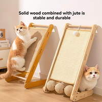 Griffoir pour chat en forme de L durable avec poteau vertical et attache de boule en corde de sisal – Hauteur classique, usage intérieur