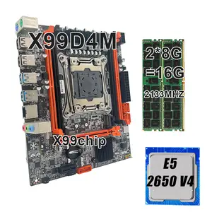 لوحة أم طراز X99D4M LGA 2011-3 من Xeon E5 2650 V4 ووحدة معالجة مركزية وذاكرة وصول عشوائي سعة 16 جيجابايت DDR4 ECC REG وذاكرة 128 جيجابايت رام SATA 3.0 *4 USB 3.0 *4