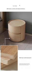 Modern Minimalist Round <strong>Bedside</strong> <strong>Table</strong> with <strong>Marble</strong> Top 2 Drawers PU Leather Storage Nightstand Hotel Workshop Furniture - Product Image 4