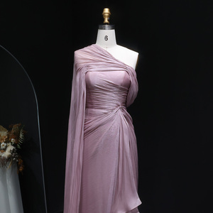 Sharon Said SF199 Elegant <strong>Lilac</strong> One-Shoulder Evening <strong>Dress</strong> with Draped Cape Arabic <strong>for</strong> <strong>Women</strong> Wedding <strong>Dress</strong> Gown - Product Image 2