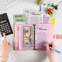 Carnet de budget A6 avec couverture en PP pailletée, classeur à 6 anneaux, agenda professionnel, journal, format A5, gaufré, personnalisable, promotionnel