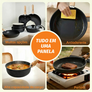 21-Piece Non-Stick Cookware Set With Detachable Wooden Handles Glass Lids <b>Induction</b> Compatible Pots <b>Pans</b> Utensils - Product Image 3