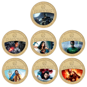 Monedas Conmemorativas <span class=keywords><strong>de</strong></span> los 7 Héroes <span class=keywords><strong>de</strong></span> <span class=keywords><strong>DC</strong></span>, Batman, Green Lantern, Personajes <span class=keywords><strong>de</strong></span> Marvel, Monedas <span class=keywords><strong>de</strong></span> Oro, Regalos Coleccionables, Venta al Por Mayor - Product Image 1