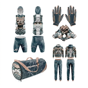 Paquete de paquete de uniformes de fútbol americano exclusivo, bolsas de lona totalmente personalizadas, uniformes 7v7, guantes, chándales, jugador de equipo - Product Image 1