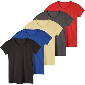 T-shirts à col rond pour femmes, coupe classique, jersey de coton et élasthanne, respirant, manches courtes, pour entraînement, yoga, sommeil, lot multiple - Product Image 1