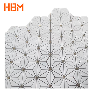 Modern Waterjet Stone Mosaic Triangle Hexagon Dolomite Brass White Marble Floor and Interior Wall <strong>Tiles</strong> - Product Image 1