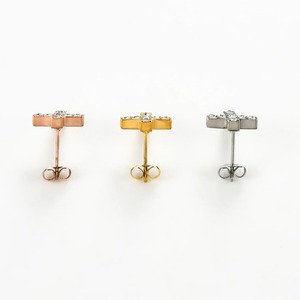 1 Paire de Boucles d'Oreilles Simples et Miniatures en Zirconium, Croix Religieuse Catholique, en Acier Inoxydable Argenté et Doré, Bijoux de Piercing Diamantés, Cadeaux - Product Image 4