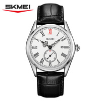 Jam Tangan Pria SKMEI 9402 Bisnis Quartz Klasik Dial Bundar Tanggal Jarum Detik Kecil Tahan Air Tali Kulit Fungsional