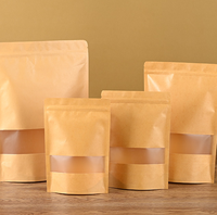 Sachet Sacs d'emballage alimentaire pour poudre Papier kraft Sacs de stockage alimentaire en plastique Sacs scellables pour aliments avec fenêtre