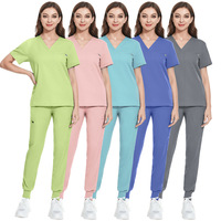 Uniforme d'infirmière unisexe à col en V, style basique simple et tendance, accessoires pour clinique, hôpital, salle d'opération, ODM