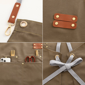 Tạp dề vải bố chống thấm in logo tùy chỉnh, có túi, dây đeo chéo, điều chỉnh được, dành cho nam nữ, nấu ăn, làm bánh, phục vụ - Product Image 5