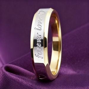 Anillo de Acero de Tungsteno con Grabado Láser, Plateado y Dorado, con Logotipo OEM, <span class=keywords><strong>para</strong></span> <span class=keywords><strong>Hombre</strong></span> y Mujer, Anillo de Pareja, Anillo de Boda, Regalo de Moda, Venta de Fábrica - Product Image 5