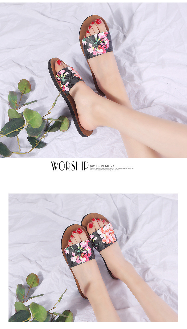 2021 Summer Cork Slippers Beach Flat Slides Shoes Plus Size Casual Sandals Non-slip Platform Slippers