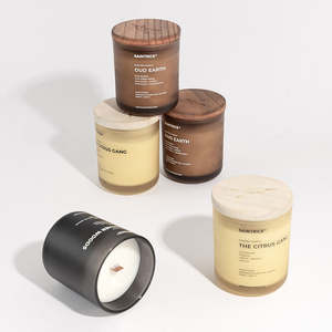 Bougie en cire de soja AIKUN dans un verre avec couvercle en bois - Parfum personnalisé, aromathérapie, bougies parfumées pour la décoration de la maison et des hôtels - Product Image 4