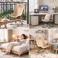 Chaise de camping et de plage réglable à dossier haut en tissu Oxford avec poche latérale, pliable, portable, mobilier d'extérieur pour adultes
