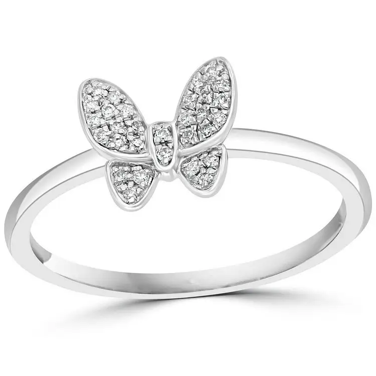 Hot sale silver 925 butterfly couple ring butterfly ring for women zircon jewelry set