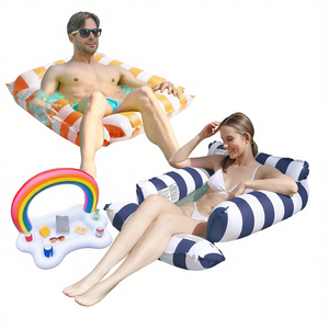 Juego de flotadores inflables para piscina CJSP, paquete de 3 con flotador para bebidas y aperitivos y hamacas acuáticas para adultos, PVC multicolor - Product Image 1